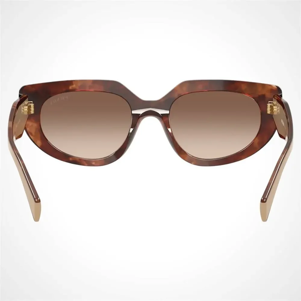 NEW PRADA Sunglasses Brown Tortoise Caramel Gold Symbole Oval Cat Eye Womens - Picture 4 of 6
